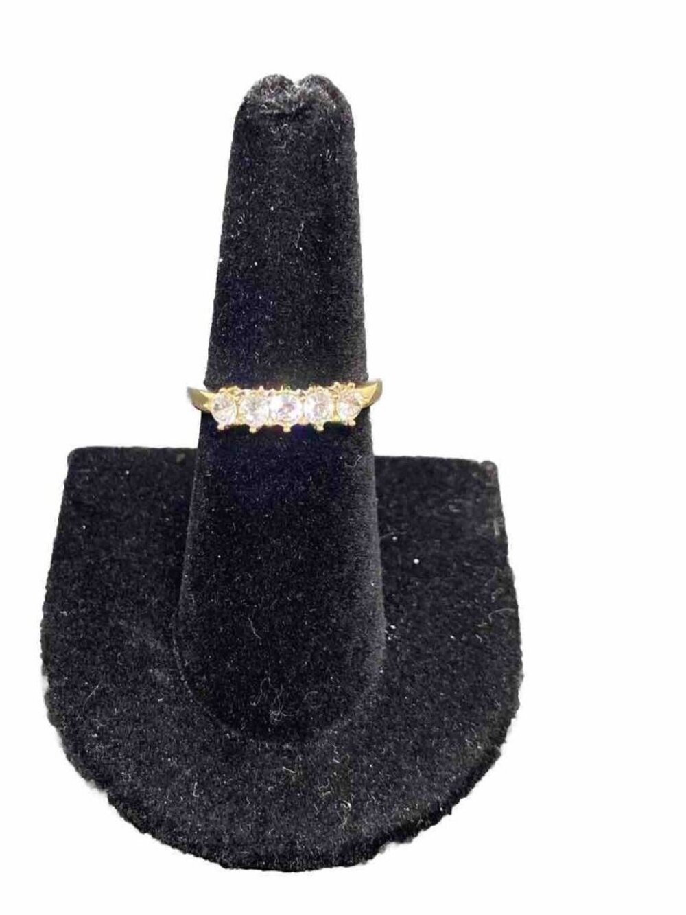VTG Avon Gold-Tone 5-Stone Cubic Zirconia Eternity Anniversary Ring SZ 7 NV Mark